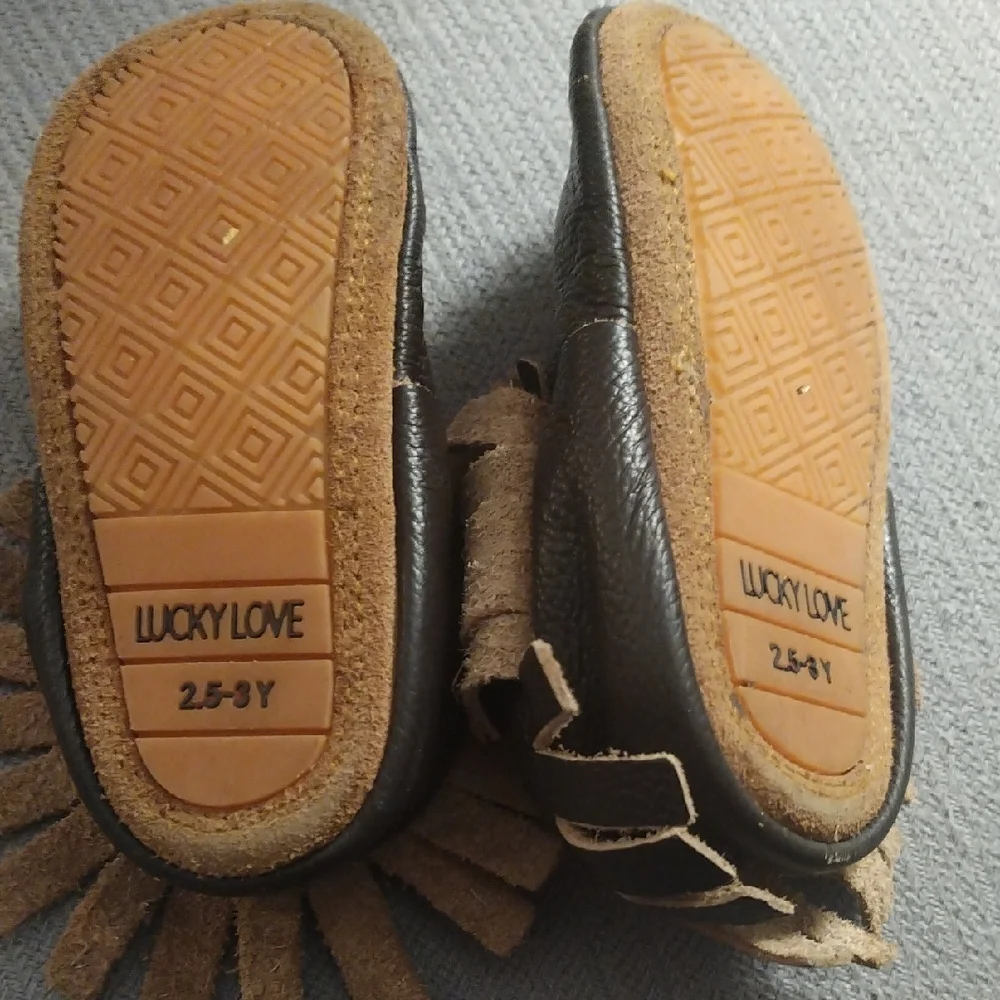 Lucky Love Chocolate Brown Leather Unisex Kids Moccasins